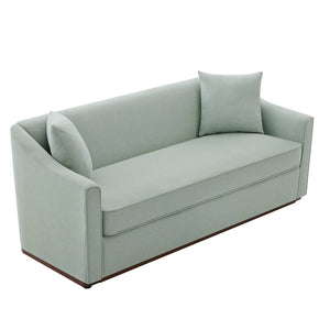 English Elm Modern Chenille Three Seater Sofa with Rubberwood Base and Wrap Around Arms for Living Room Blue N763S000110C