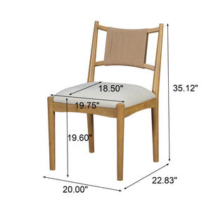 English Elm Upholstered Linen Dining Chairs Set of 2 Rubberwood Mid-century Woven Paper Rope Back Beige,Light Brown,Natural N776P385751B