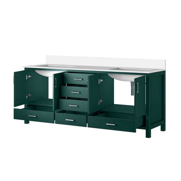 English Elm Green Double Bath Vanity 80" W x 22" D with Cultured Marble Top, Solid Wood, Soft-Close Drawers, Storage B2731P259145