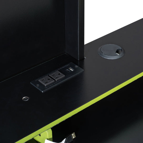 English Elm Full Size Gaming Loft Bed with Rgb Lighting Built-in Desk and Usb Charging Ports Green LT000275AAF