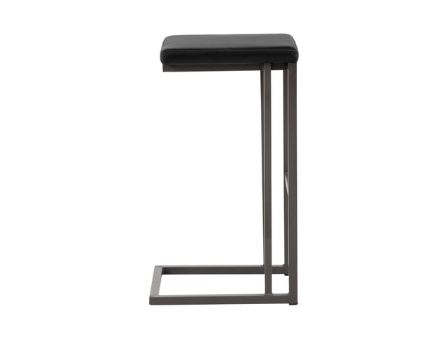 Sunpan Boone Modern Industrial Backless Stool Set of 2 - Durable Cantilever Design for Home or Bar Use Grey / Onyx