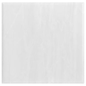 English Elm Durante White & Chrome U-Shaped End Table – Elegant Faux Marble Square Design For Modern Spaces B062S00723