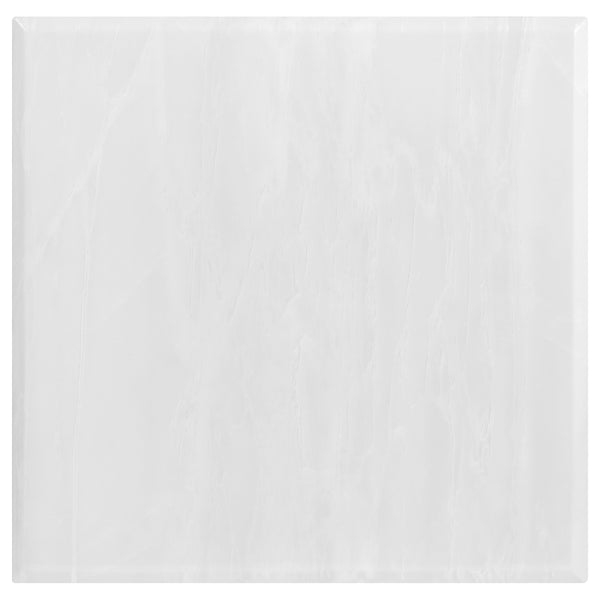 English Elm Durante White & Chrome U-Shaped End Table – Elegant Faux Marble Square Design For Modern Spaces B062S00723