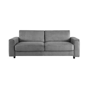 English Elm Modern Minimalist 3-Seater Corduroy Sofa with Wrinkle-Resistant Fabric, Sturdy Wood Frame, Cozy Design Grey B347P401108