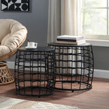 OSP Home Furnishings Cambria Drum Nesting Tables 2 Piece Black