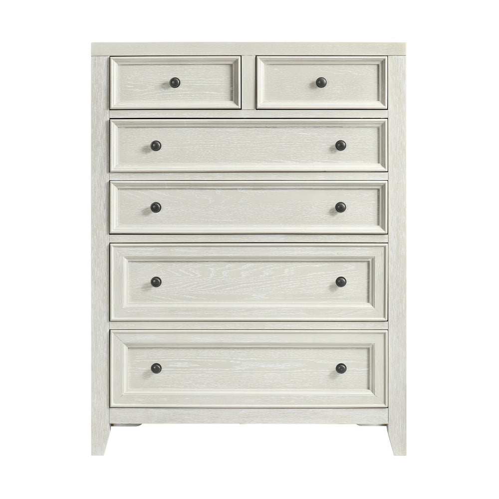 English Elm Wallace & Bay - Gypsum Whitewash 6-Drawer Chest - Stylish Storage Solution For Modern, Coastal & Farmhouse Décor B361P406176-GIGA