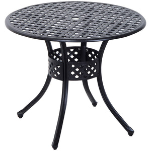 English Elm Outsunny 33" Round Bistro Table - Elegant Cast Aluminum Dining Table With Umbrella Hole For Outdoors W2225P175533-GIGA