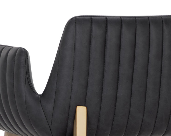 Sunpan Lucano Counter Stool – Stylish Solid Acacia Wood Design with Stainless Steel Base for Modern Spaces Gold, Bravo Black