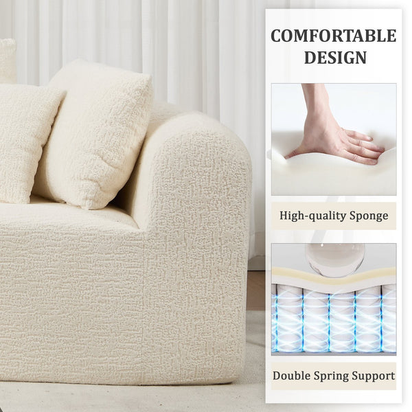 English Elm 109 Cloud Sectional Couch with L-Shape Chaise, Chenille Modular Sofa Bed, Memory Foam Comfort and Easy Setup White W1249S00003