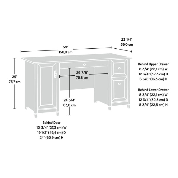 English Elm Computer Desk In Gray Finish – Spacious Work Surface, Ample Storage & Stylish Design For Home Office B356P402705