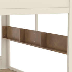 English Elm Twin Xl Solid Pine Loft Bed with Built-in Led Lighting and Storage Shelves W1580S00390