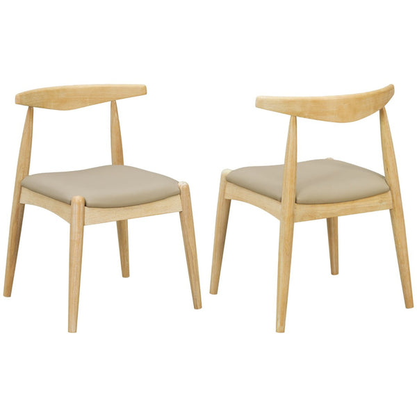 English Elm [video] 5-piece Mid-century Dining Set Rubberwood Frame Faux Leather Chairs Kitchen N759S006011E