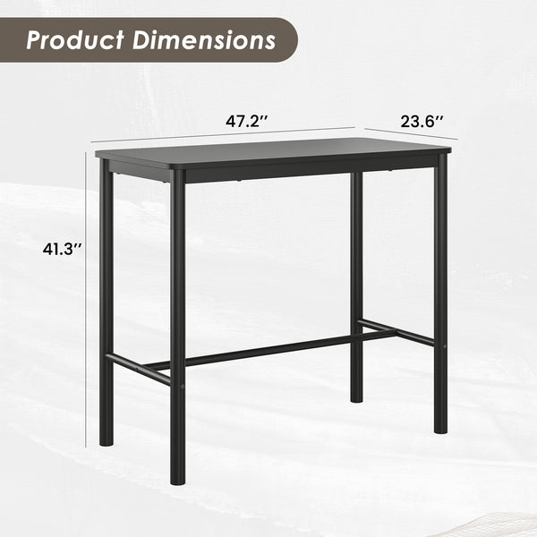 English Elm 47 Inch Counter Height Bar Table - Modern Rectangular Dining Table With Metal Legs For Any Space T3623P381059