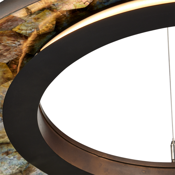 Tairagai Chandelier - Contemporary LED Illumination with Stunning Laminated Shells & Bronze Finish