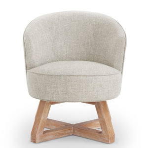 English Elm Swivel chair with solid rubberwood cross base, 360° smooth rotation, ergonomic linen upholstery for home comfort Light Gray W2186P166256