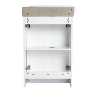 English Elm 23" Freestanding Bathroom Vanity with Ceramic Vessel Sink, Soft-Close Doors, Adjustable Shelf Storage Glossy White W999P206105