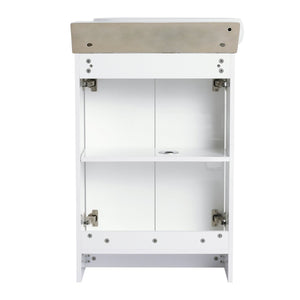 English Elm 23" Freestanding Ceramic Vessel Sink Vanity with Soft Close Cabinet and Wall Rack W999S00490