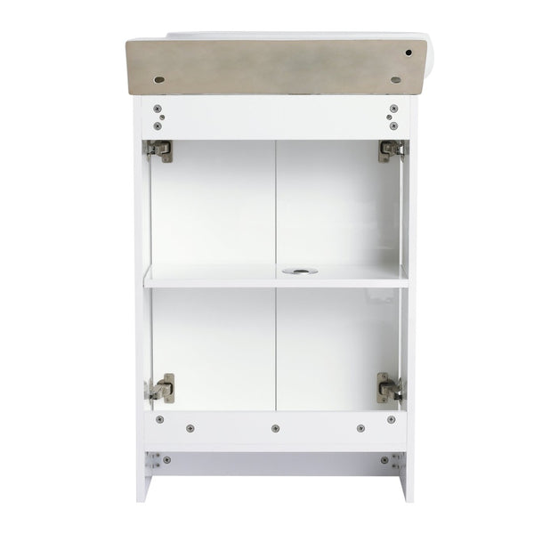 English Elm 23" Freestanding Ceramic Vessel Sink Vanity with Soft Close Cabinet and Wall Rack W999S00490