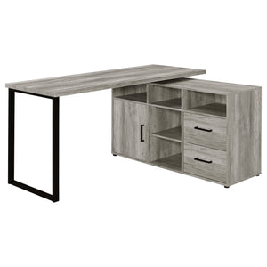 English Elm Corrado Grey Driftwood L-Shape Office Desk with Storage Drawers Shelves Coastal Rustic Charm Delight B062P333429