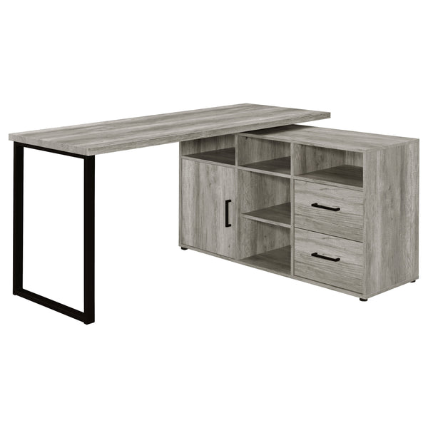 English Elm Corrado Grey Driftwood L-Shape Office Desk with Storage Drawers Shelves Coastal Rustic Charm Delight B062P333429