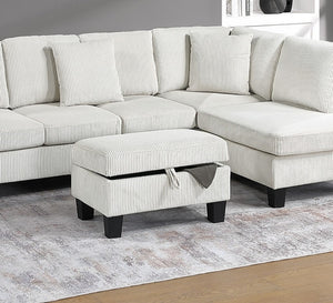 English Elm 3pc Corduroy Sectional Sofa Set with RAF Chaise, Storage Ottoman & Accent Pillows for Cozy Living Beige 30 L x 20 W x 14 H B011S01764