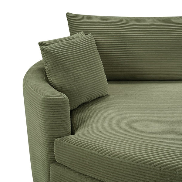 English Elm Oversized Double Chaise Lounge Sofa Bed With Usb Ports, Plush Comfort & Removable Pillows In Green N719S002160F-GIGA