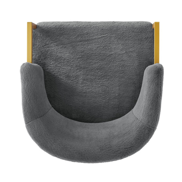 English Elm Modern Faux Fur Accent Chair Plush Upholstered Seat with Gold Iron Legs for Any Room Grey N763P360688E