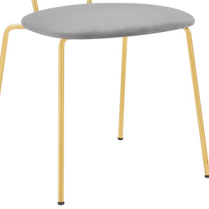 English Elm Savara Gray Velvet Dining Room Chairs Set Of 2 - Modern Gold Metal Legs For Stylish Comfort & Versatility B2736P354289-GIGA
