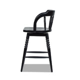 Handmade Black Wood Counter Stool | Breda Bubble Spindle, Swivel, Ergonomic | 20