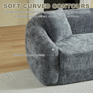 English Elm 87-inch Curved Chenille Convertible Sofa Recliner Bed with Pull-out Base for Living Room Grey W3505P452805