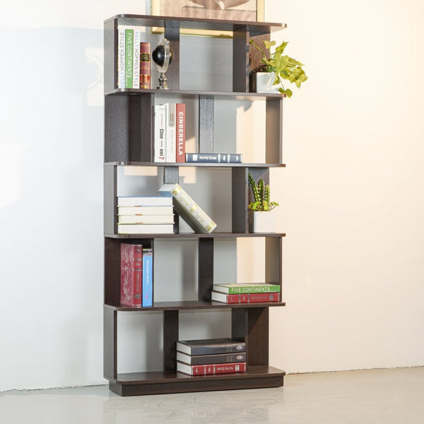 English Elm 31.5" Tall 5-tier Mdf Bookcase Slim Open Shelving Unit for Office Bedroom Living Room Ox Blood Red W2899P444162
