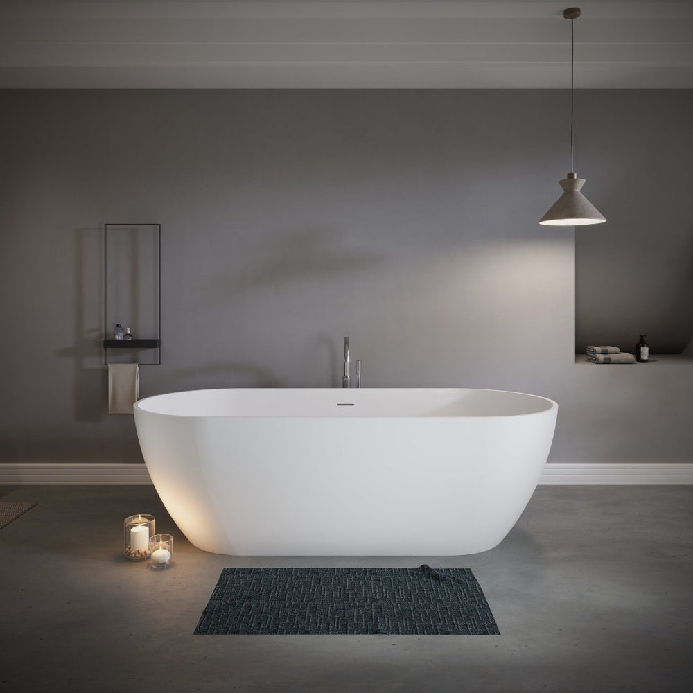 English Elm 69" Stone Resin Freestanding Soaking Tub Matte Finish Spa Grade Ergonomic Bath W1920P410086