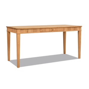 English Elm Jennifer Taylor Home - Dumont Modern Farmhouse Writing Desk with Fluted Sides, 1 Drawer, Natural Blonde Rubberwood Finish B2719P245962