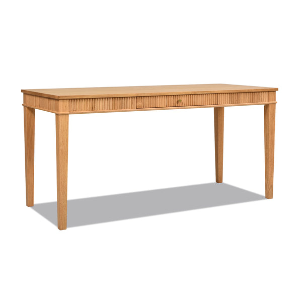 English Elm Jennifer Taylor Home - Dumont Modern Farmhouse Writing Desk with Fluted Sides, 1 Drawer, Natural Blonde Rubberwood Finish B2719P245962