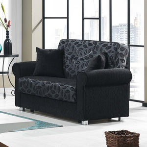 English Elm PrimeNest Grandera Collection Upholstered Convertible Loveseat with Storage, Chenille Comfortable Sleeper PMID: versatile design for small spaces and quick assembly Black,Metallic Grey B030P281708