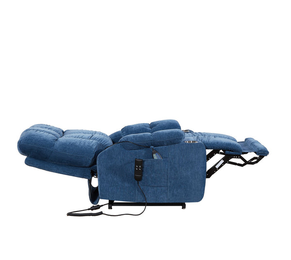 English Elm Liyasi Power Swivel Rocker Recliner Chair with Dual OKIN Motors, 240° Swivel, USB, Lumbar Support Blue W820S00060