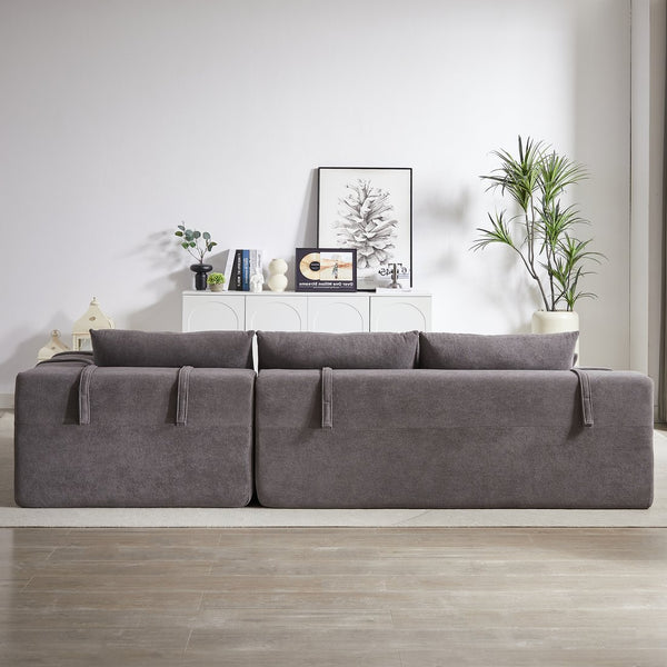 English Elm Modern Chenille Modular Sectional Sofa Set - Stylish L-Shaped Couch With Right Chaise & 6 Pillows W834P240002