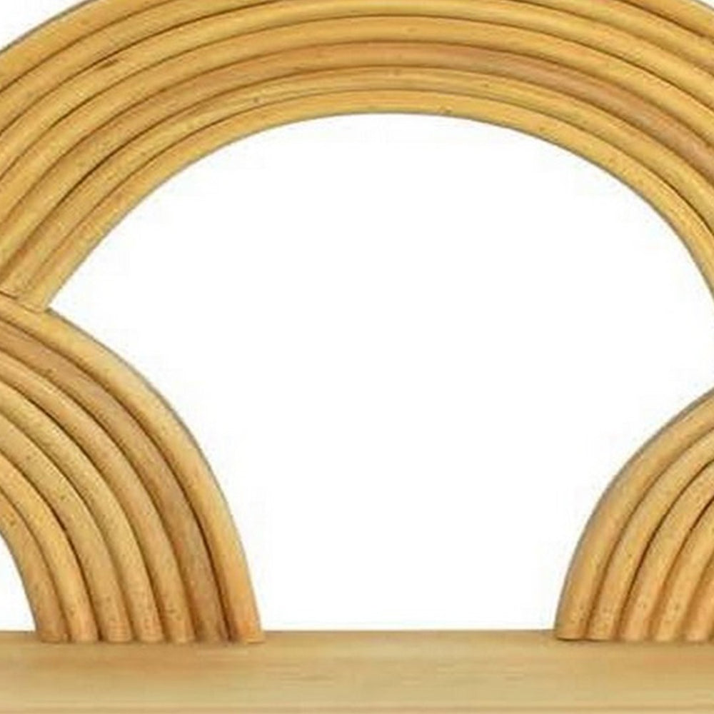 English Elm Dadi Sculptural Three Tier Semicircle Wood Wall Shelf Warm Brown Organic Display B056P416896