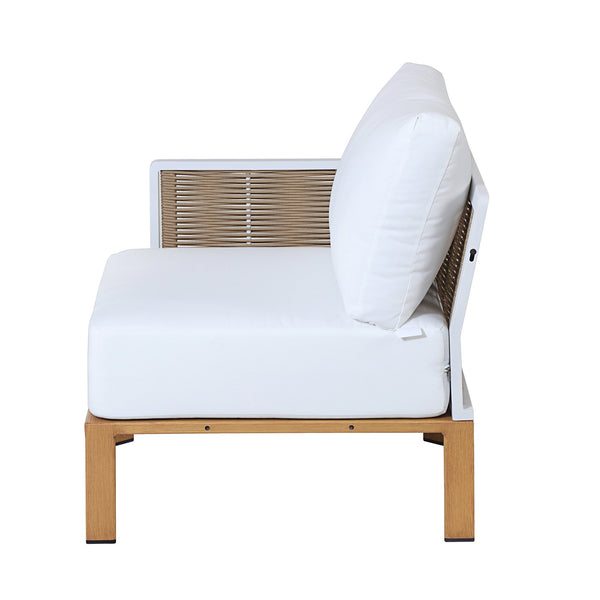 English Elm Vine 4-Piece Conversation Set Cream — Waterproof Aluminum & UV-Resistant Cushions, Marble Table Elegance B365S00106