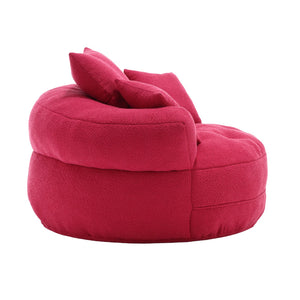 English Elm COOLMORE Chenille Sponge circular sleeper chair with removable washable cover, plush pillows & space-saving design Rose Red W1539P312249