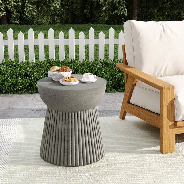 English Elm Christopher Knight Home® - Outdoor LightWeight Concrete Side Table Hourglass Design, Light Gray, Durable Lightweight Stone Look, No Assembly N773P254300G