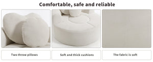 English Elm Round Cloud Sofa Bed Waffle Fabric Memory Foam Convertible Couch for Small Space Living Beige W3224P491994