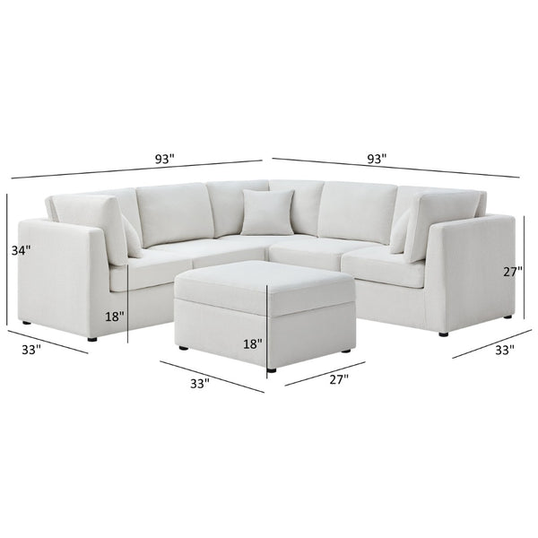 English Elm Chauncy Modular Six Piece Sectional with Storage Ottoman and Performance Fabric B050S00034