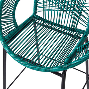 English Elm Christopher Knight Home® - Ferrara Outdoor Faux Wicker Barstool Set of 2 — Ergonomic PE Rattan Seating with Iron Frame, Durable Teal N775P266222T