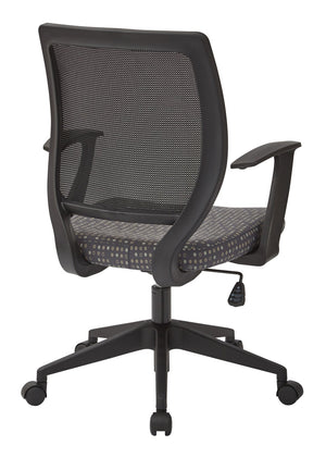 OSP Home Furnishings Screen Back Mesh Task Chair with Lumbar Support and T Arms for Home Office Use Ash EM51022N-K102