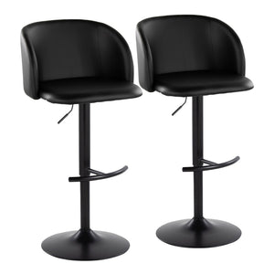 English Elm Adjustable Swivel Barstools with Gold Base Faux Leather Seats for Kitchen Islands Set of 2 B202S01969