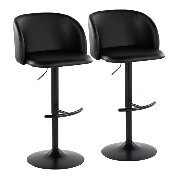 English Elm Adjustable Swivel Barstools with Gold Base Faux Leather Seats for Kitchen Islands Set of 2 B202S01969