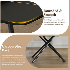 English Elm Retractable Modern Sintered Stone Dining Table Set With 8 Chairs - Durable & Stylish For Any Home W509S00129-GIGA