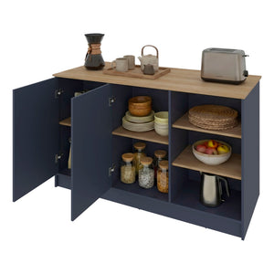 English Elm Ginger Kitchen Island with Bar Seating Open Shelves and Dual Cabinet Storage B200S00465
