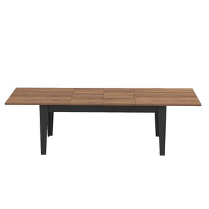 English Elm Dining Table Extendable Woodgrain Melamine Top Seats up to Ten Open Plan Kitchen Walnut+Black W331S00206